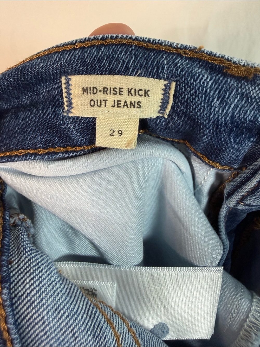 Madewell Mid-Rise Kick Out‎ Jeans Size 29 Raw Hem Cropped Flare Blue Denim - Picture 7 of 8